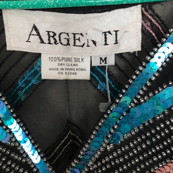Argenti Vintage Silk Sequin Sheer Top - Picture 4 of 4